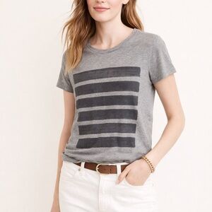 Women’s J Crew Gray Striped Crewneck Tee